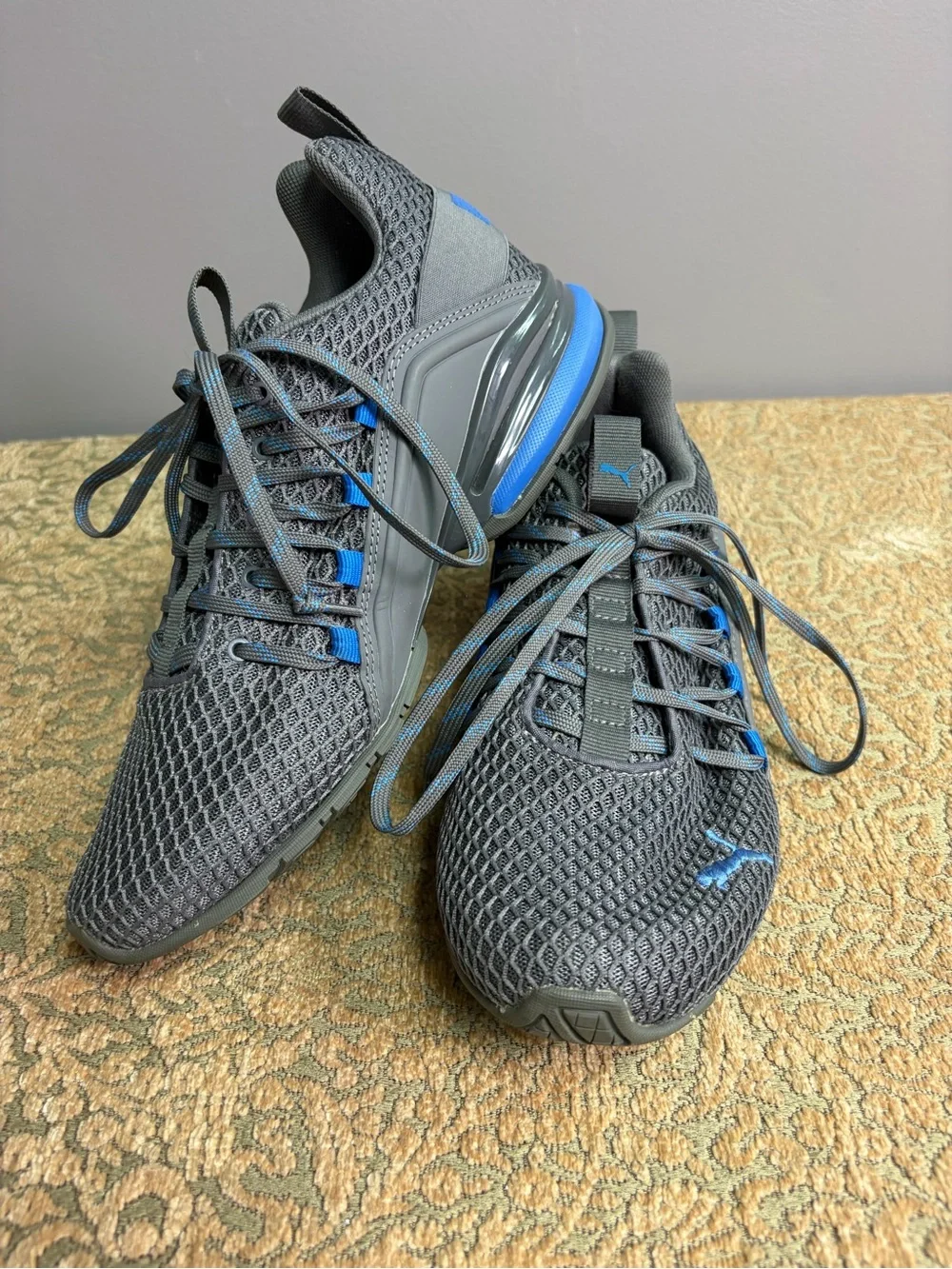 Puma Mens Axelion Spark (193481-02) Gray Running Walking Shoes Sneakers 7.5